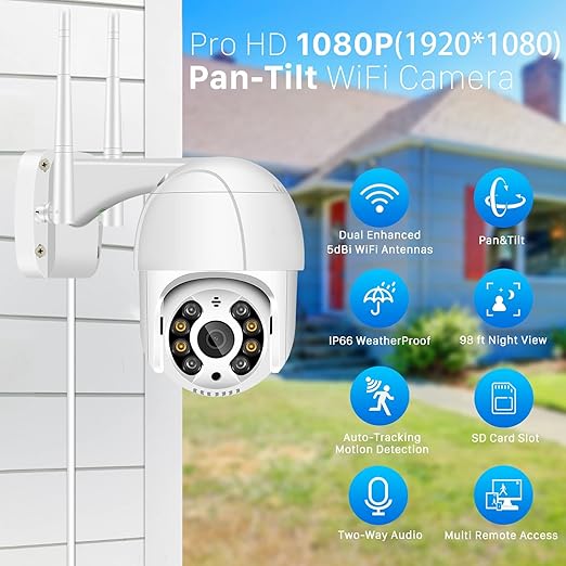 1080P Security Camera Outdoo with Color Night Vision,