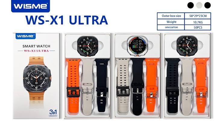 WISME WS X1 ULTRA SMART WATCH WITH THREE STRAPS
