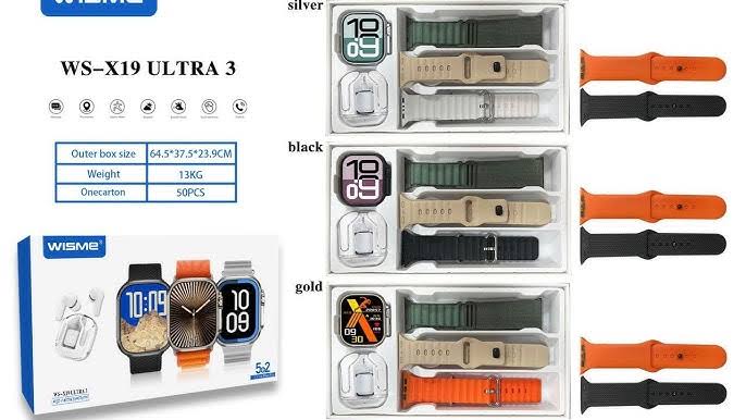 WISME WS X19 ULTRA 3 WITH FIVE STRAPS AIRPODS