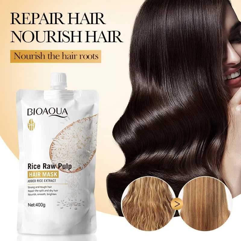 BIOAQUA Rice Raw Pulp Repair Split Dry Hair Mask
